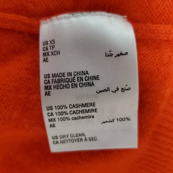 Cashmere Charter Club Luxury Orange Long Sleeve V-Neck Cashmere Pullover Sweater - Picture 7 of 8